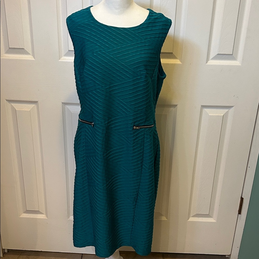 Enfocus Studio Teal Textured Midi Dress